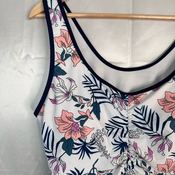 Tankini Swim Top floral blue/white built in bra removable cups size 2XL - Picture 3 of 14